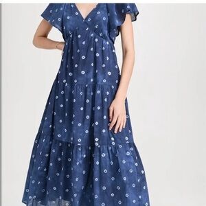 Madewell Navy Patterned Midi Dress